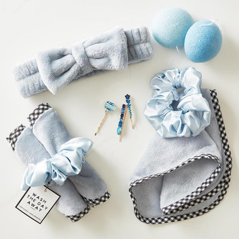 Reusable Makeup Remover Facial Cloths and Scrunchie Set, 3-Piece, Coastal