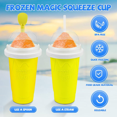 Slushy Maker Cup, Magic Quick Frozen Smoothies Cup, Portable Double Layer Slushy Maker for Kids Family