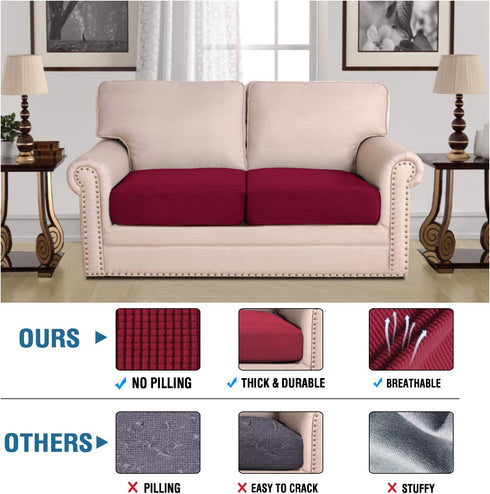 H.VERSAILTEX High Stretch Individual Seat Cushion Covers, Sofa Slipcovers Featuring Jacquard Textured Twill Fabric (2