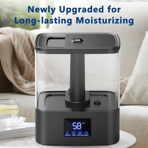 4L 60H 3 8H 4L) KZF Top Fill Humidifiers for Bedroom & Runtime - Cool Mist Humidifier, Mist Levels, Timer, Essential
