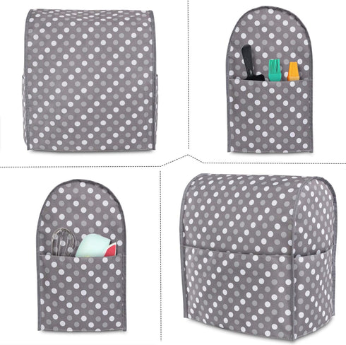 Luxja Dust Cover for 4.5-Quart and 5-Quart Stand Mixer, Cloth Cover with Pockets, Gray Dots