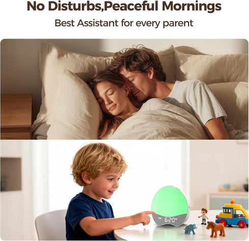 Dimmable 21 Ok to Wake Alarm Clock for Kids, Sleep Trainer with Night Light, White Noise Sound Machine, Digital