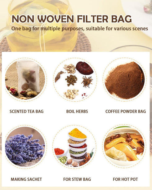 200pcs Disposable Tea Bags for Loose Leaf Tea, Tea Filter Bags with Free Spoon for Coffee, Spice, Herbs