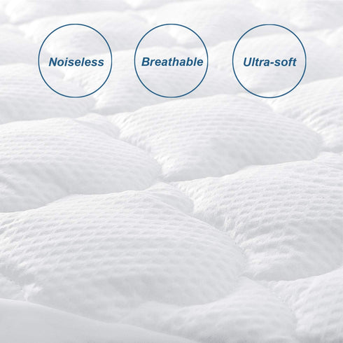 16 Inch Full Size Air Mattress Pad Cover, Quilted Mattress Protector, Super Soft Breathable and Noiseless Down