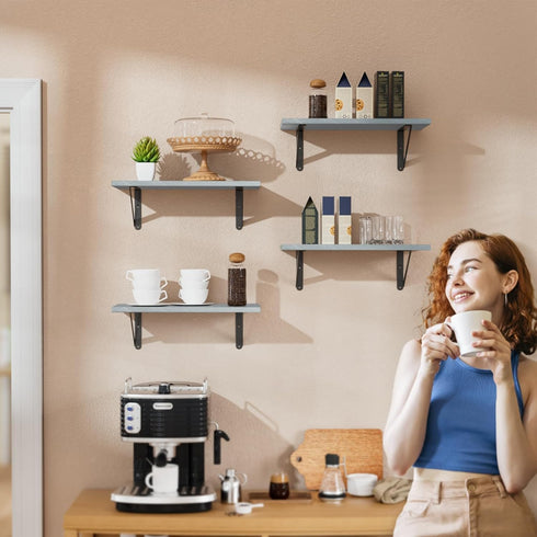 COCOYA 7.3" Set 2, Wall Shelves Deep of Solid Paulownia Wood Wider Longer Sturdy Easy to Install Wall Mounted