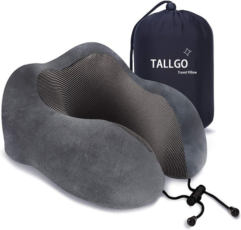 Travel Pillow, Best Memory Foam Neck Pillow for Sleeping, Airplane Car & Home Use (Grey)