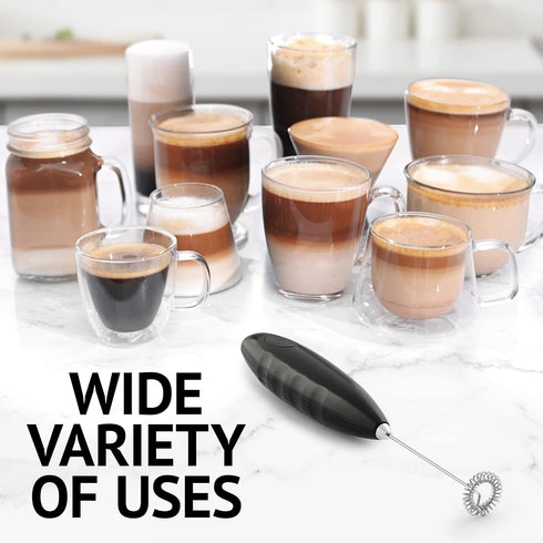 Milk Boss Matcha Whisk, Handheld Electric Stirrer, Durable Stainless Steel Blender for Matcha Tea, Black Grip