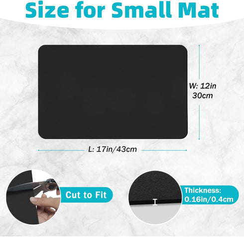 PoYang Coffee Mat: Coffee Bar Mat with Rubber Backed, 12" X 17" Hide Stains Coffee Maker Mat for Countertops, Coffee Matt for Counter, Coffee Bar Accessories, Absorbent Dish Drying Mat (Black)