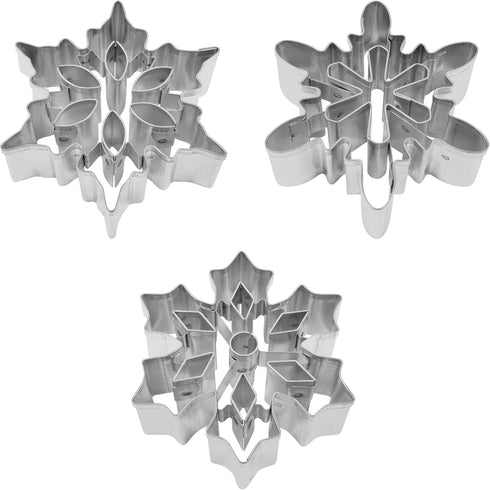 R&M International Snowflake Cookie Cutters with Interior Cut-Outs, 3" Assorted, 3-Piece Set