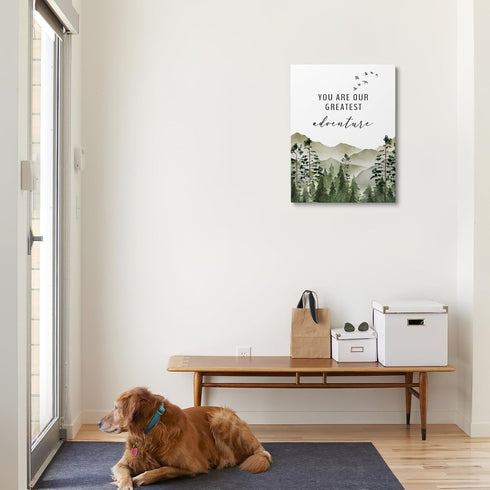 XWELLDAN 11 14 Inch, You are Our Greatest Adventure Woodland Nursery Inspirational Wall Art Canvas Prints,Watercolor