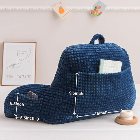 A Nice Night Reading Pillow Bed Wedge Large Adult Children Backrest with Arms Back Support for Sitting Up in Bed/Couch