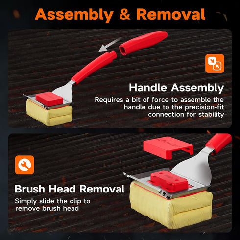 Bristle Free Grill Brush with Scraper for Outdoor Grill Cleaning, Safe Steam BBQ Grill Cleaner, Replaceable Head
