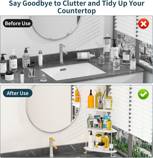 3-Tier Countertop Counter, BOIVSHI Bathroom Organizer, Bathroom Organizers and Storage for Bathroom, Kitchen Corner