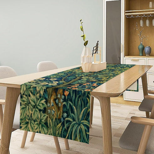 DDCBNS 13 36 Inch William Morris Flowers Birds Table Runner,Vintage Floral Retro Farmhouse Rustic Table Runner