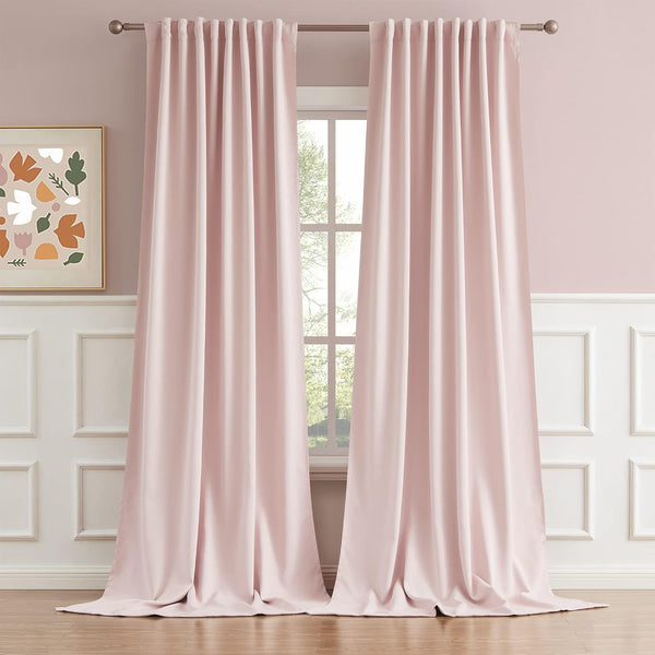 DUALIFE Back Tab and Rod Pocket Curtains 120 Inches Long - Thermal