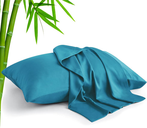 BEDELITE Queen Size Pillow Cases Set of 2, Cooling Rayon Derived from Bamboo, Silky Soft Envelope Pillowcases (Teal,
