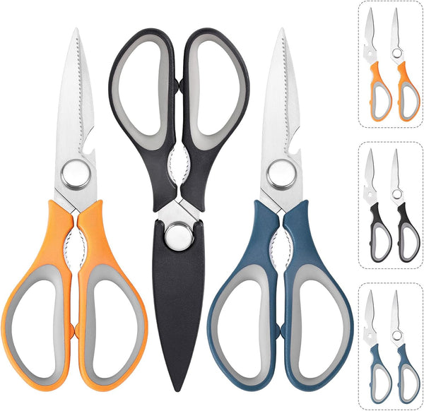 3-Pack Kitchen Shears Heavy Duty All Purpose Stainless Steel Scissors Dishwasher Safe