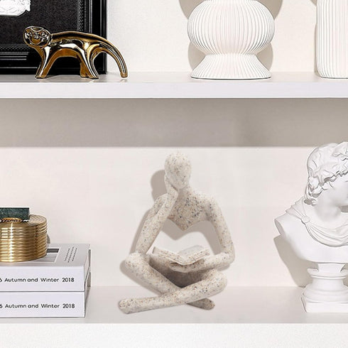 MinrzPet Bookshelf Decor, Reading Thinker Sculpture Figurine, Coffee Table Decor, Entry Way Table Home Decor