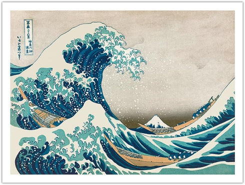 The Great Wave off Kanagawa Vintage Japanese Woodblock Print by Hokusai, 12x16in Bamboo Fine Art Paper