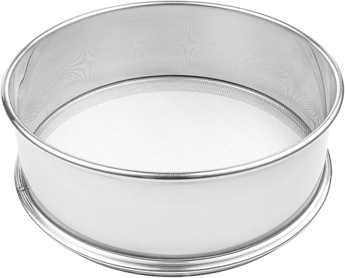 Vollum Stainless Steel Flour Sifter, Fine Mesh Round Sifter for Baking, 8" Diameter x 2.5" High