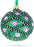1907 Rose Trellis Royal Egg Green Glass Ball Christmas Ornament, 3.25 Inches