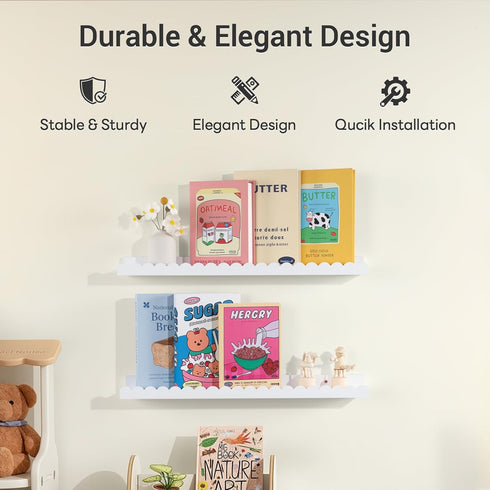 6-Pack 15.7 Inch 15.7'') NEXHOME RPO Pine Wood Floating Shelves for Wall, Kids Nursery Book Shelves, Multi-Scene Wall