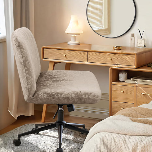 Armless Criss Cross Chair Cover Chair Slipcover Office Desk Chair Covers Velvet Embossing Mid Back Wide Seat Accent