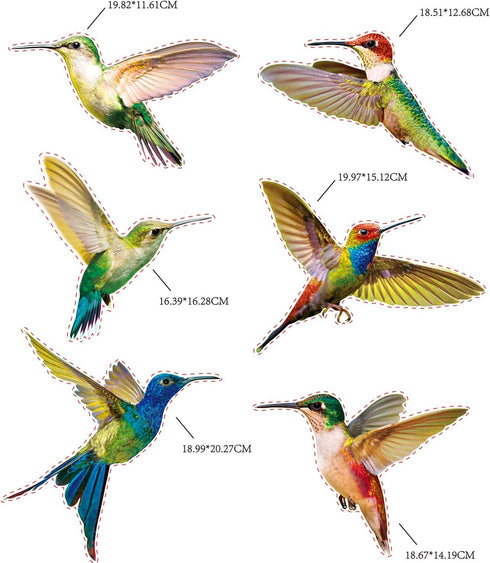 18 Pieces Large Size Hummingbird Window Clings Anti-collision Window Clings Decals to Prevent Bird Strikes on Window Glass Non Adhesive Vinyl Cling Hummingbird Stickers by Blulu