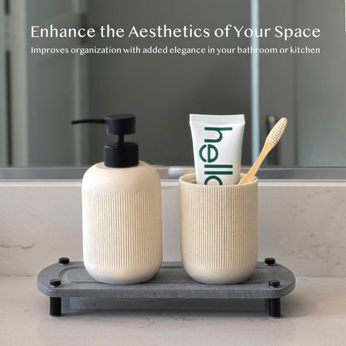 2PCS Countertop Water Absorbing Stone Soap Tray for Kitchen Bathroom Sink, Quick Dry Diatomaceous Earth Drying Rack