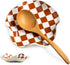Spoon Rest for Stove Top, Checkered Ceramic Spoon Holder for Kitchen Counter
