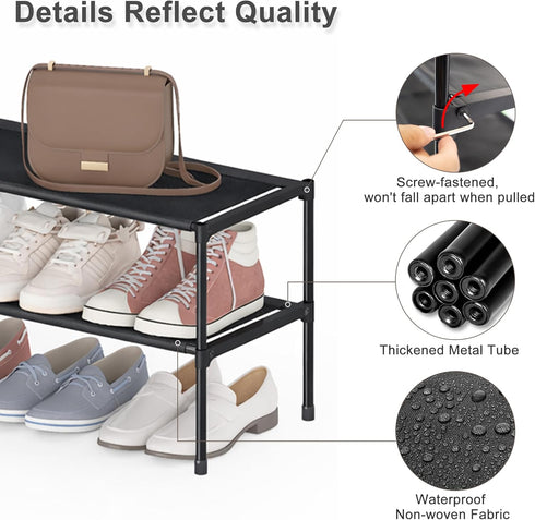 2 Closet, 18-21 48.5"x12.1"x17.8" HITHIM Tier Long Shoe Rack for Screw Fastened Plastic Connector Shoe Storage