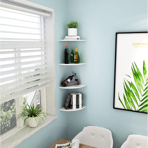 SISHHOME 8 Inch Set 3,Wall 90 White Corner Floating Shelf of Degree Corner Storage Shelf for Kitchen Room/Living