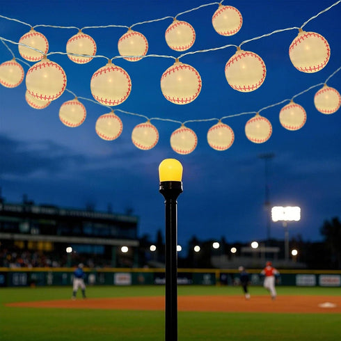 Myhimx 13.5Ft 20 Baseball String Lights Battery Operated, LED Baseball Decor Lights with Timer for Indoor Outdoor