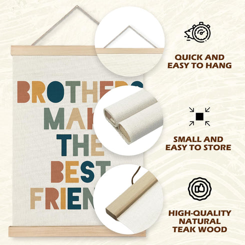 12x16 Inches Supwhd Boys Room Decor, Nursery Wall Decor, Brothers Make The Best Friends Wall Art Poster Hanger Frame