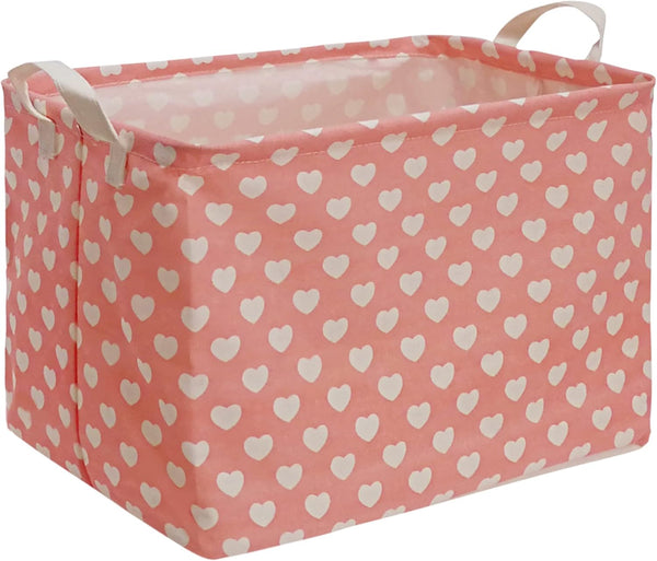 Women's Day Storage Basket, Pink Collapsible Laundry Organizer Bin for Home/Dorm/Kitchen/Pet/Office Decor