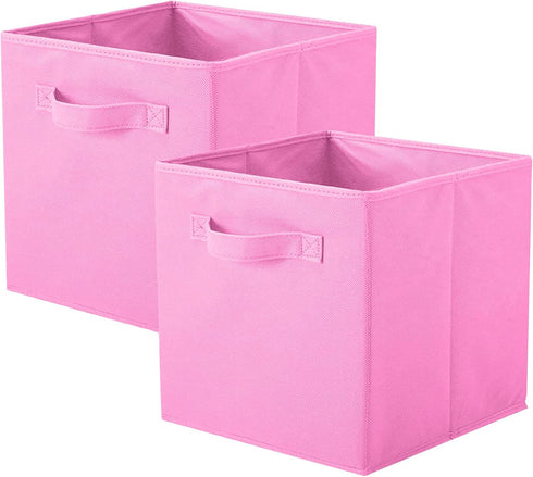 ShellKingdom Storage Bins, Foldable Fabric Storage Cubes, 2 Pack (Pink) for Closet and Toy Organization