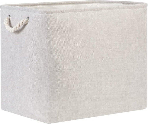 Bidtakay Fabric Beige Baskets, Extra Large Organization Baskets for Clothes, Set of 2 Collapsible Storage Bins