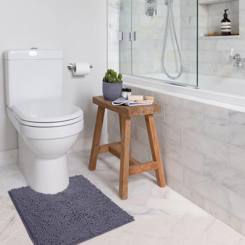 LuxUrux U-Shaped Bath Mat, Contoured Rug for Around Toilet, Super Absorbent Shaggy Bath Rug