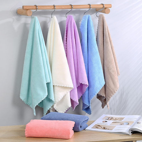 Borsicge 5 Pack 29.5" 13.8" Microfiber Washcloths x Soft Feel Fingertip Towels quick Drying Coral Velvet Wash Cloths