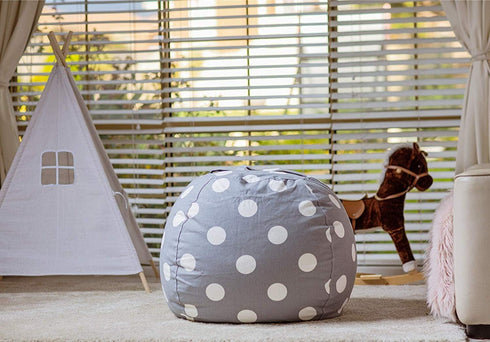 WEKAPO Stuffed Animal Storage Bean Bag Chair Cover for Kids | Stuffable Zipper Beanbag for Organizing Children Plush