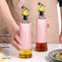 Miao’er Olive Oil Dispenser Bottle for Kitchen Set of 2, Golden Non-Drip & Leakproof Spout, One-handed Hold, With Pink Funnel for Easy Filling, 10OZ/300ML(PINK) by MIAO'ER