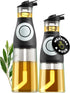 Set 2 Oil and Vinegar Dispenser - Glass Olive Oil Cruet Bottles with Measuring Cup - Non-Drip Kitchen Dispenser