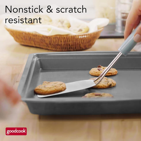 GoodCook 15” x 10.5” Nonstick Carbon Steel Baking Pan & Raised Wire Rack Set for Pizza, Bacon, and Multipurpose Cooking