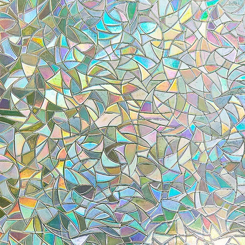 LEMON CLOUD Window Privacy Film - Decorative Stained Glass Window Stickers, Rainbow Cling Holographic, No Glue Frosted