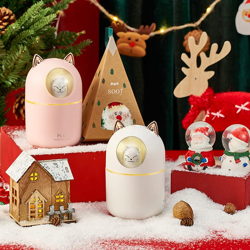 Small Cute Portable Humidifier with 12 Pcs Humidifier Sticks, 7 Color Night Light USB Air Humidifier for Bedroom Office