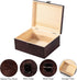Vintage Wooden Storage Box Container with Hinged Lid Front Clasp, 9.4'' x 7.7'' x 4.3'' Large Keepsake Box, Rustic Wood Boxes for Crafts Art Hobbies and Home Decoration - Dark Brown by Useekoo
