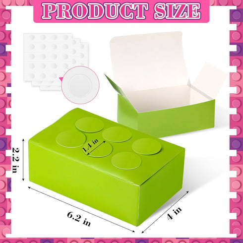 Leinuosen 24 Pieces Building Block Party Favor Boxes, Brick Theme Gift Boxes for Birthday Party Baby Shower
