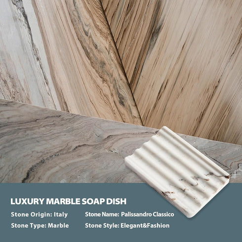 2PCS Koville Italian Natural Marble Soap Dish for Shower, Multi-Color Stone Soap Tray for Bathroom, Bar Soap Holder
