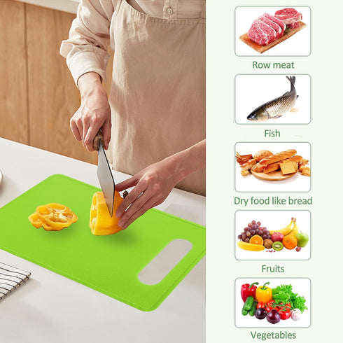 Kitchen Cutting Board Set of 3 - Plastic Boards with Easy Grip Handle, Non Slip for Meat, Fruit, Vegetables