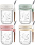 4 Pack Overnight Oats Containers with Lids and Spoons, 16 oz Glass